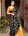 Luxuriant Black Soft Silk Saree With Mellifluous Blouse Piece