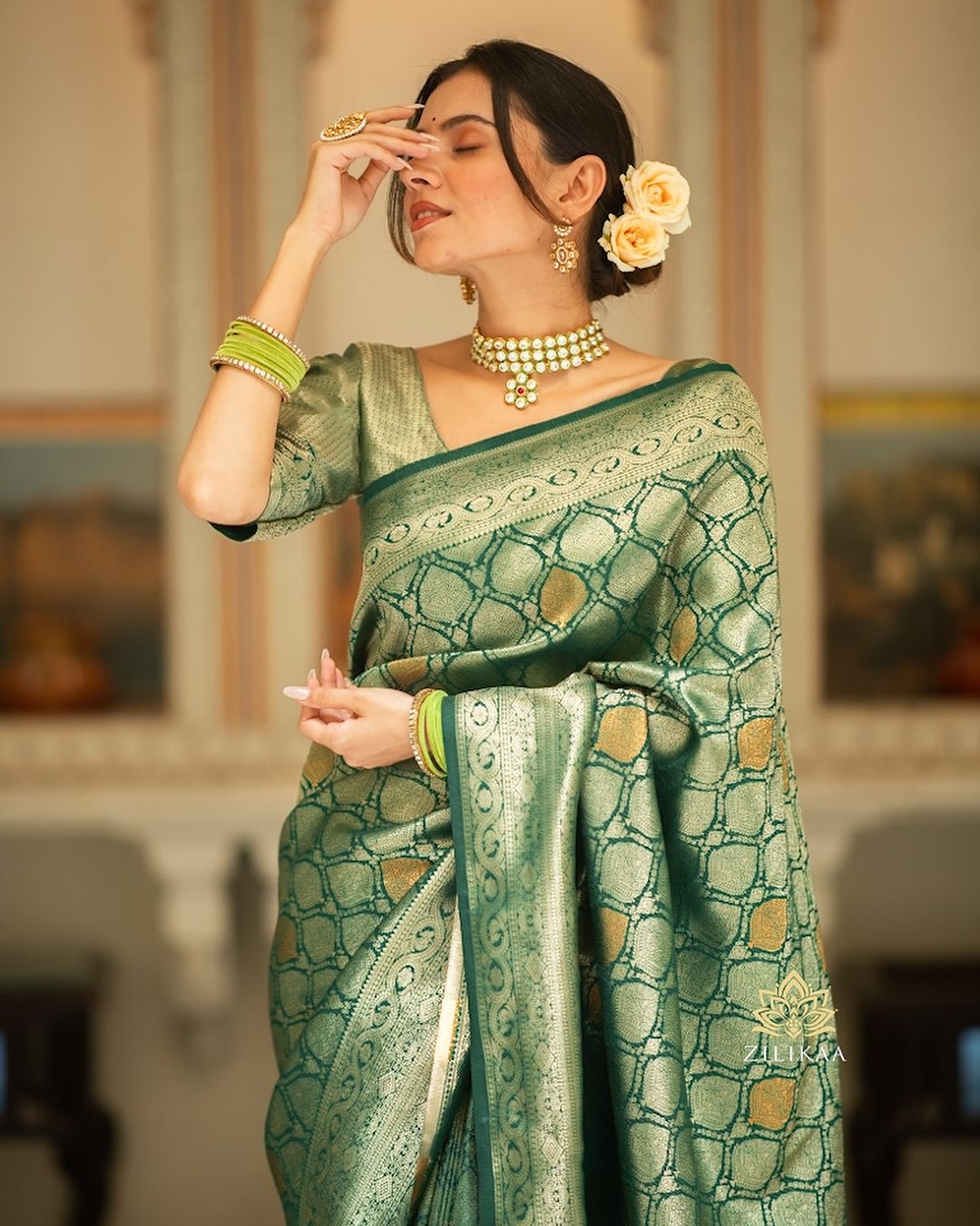 Staggering Green Soft Silk Saree With Desiring Blouse Piece