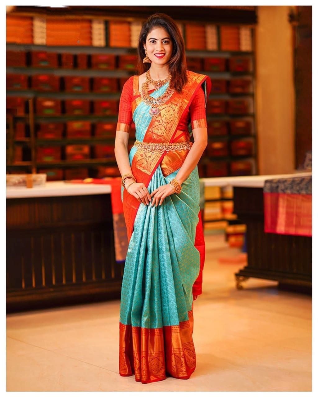 Incomparable Firozi Soft Banarasi Silk Saree With Blouse Piece