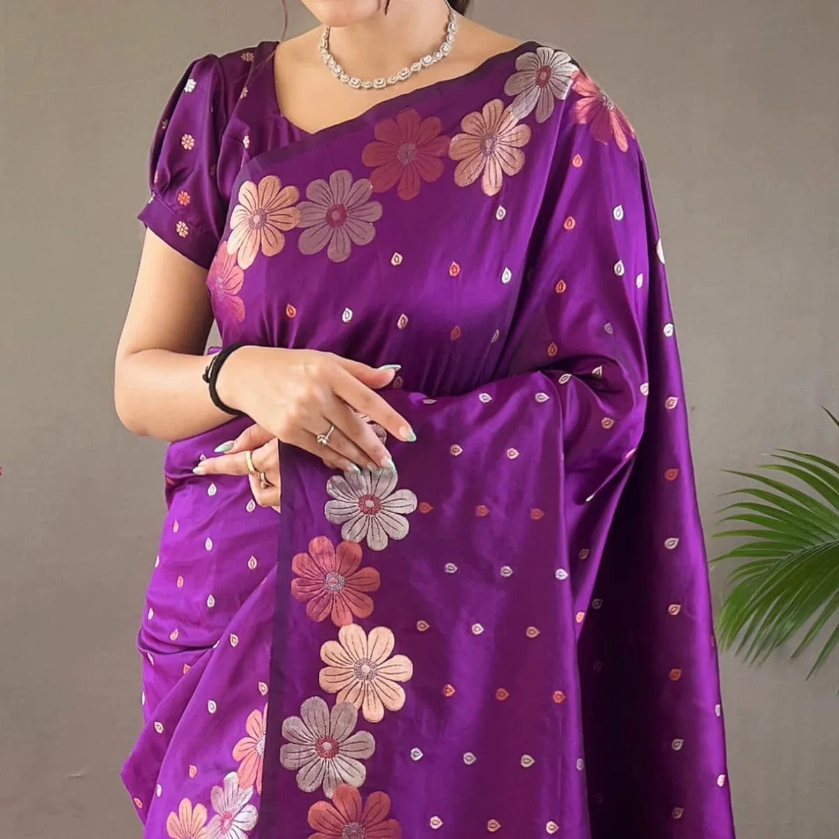 Ebullience Wine Soft Silk Saree With Fancifull Blouse Piece