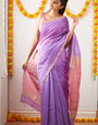 Scrumptious Lavender Cotton Silk Saree With Traditional Blouse Piece