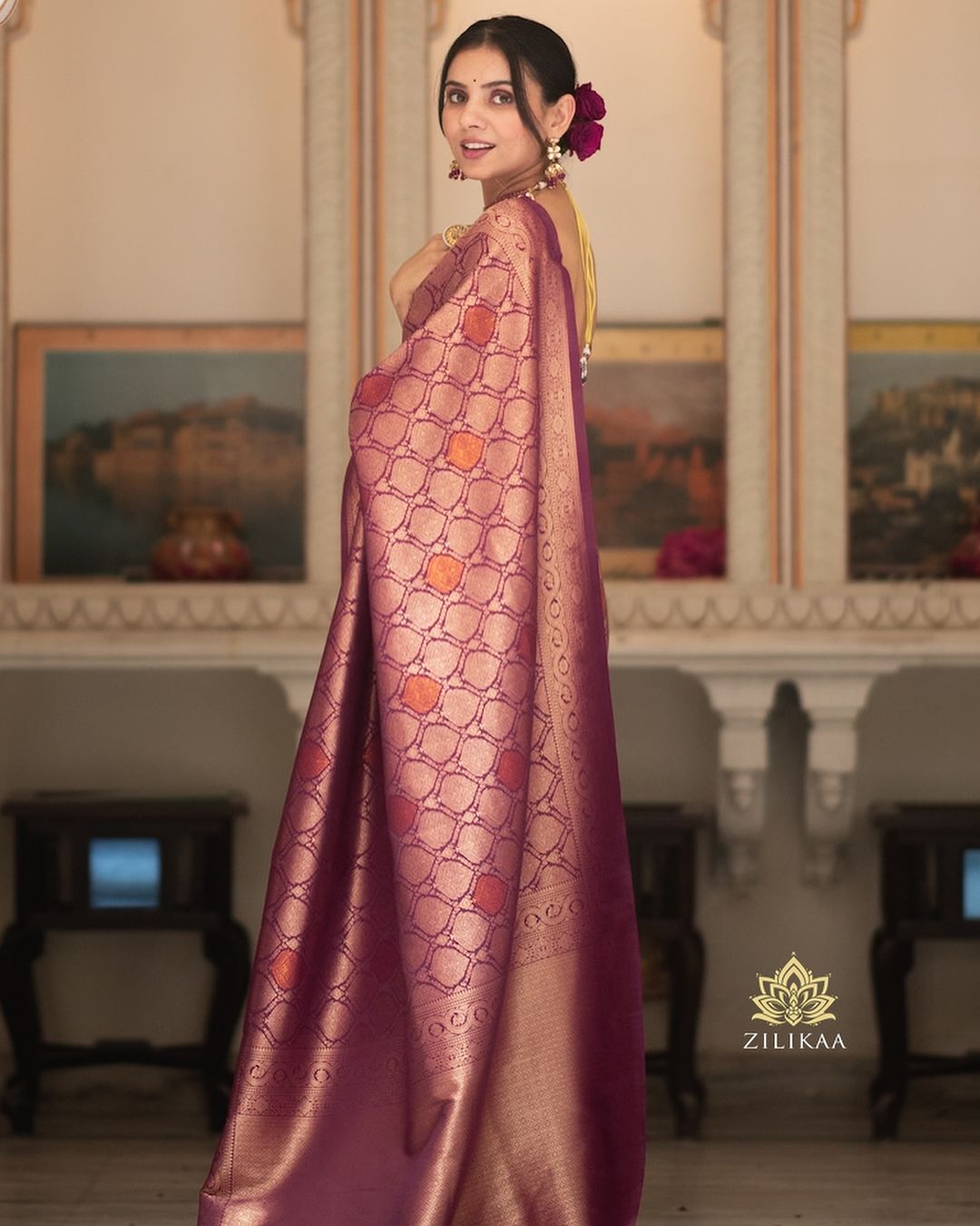 Ephemeral Wine Soft Silk Saree With Super extravagant Blouse Piece