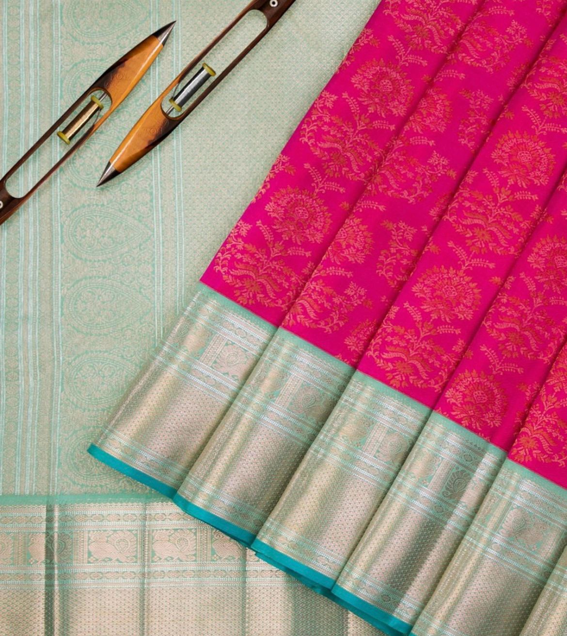 Engaging Pink Soft Banarasi Silk Saree With Assemblage Blouse Piece