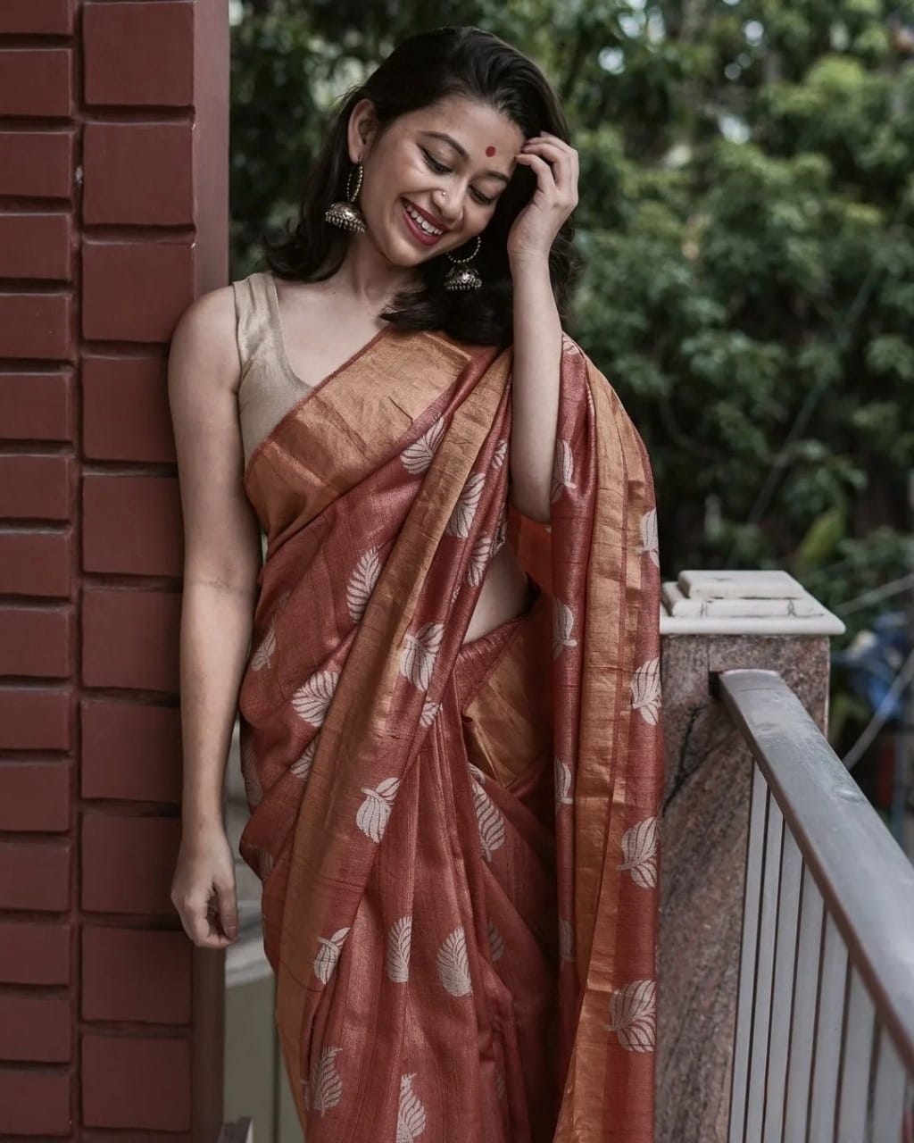 Admirable Brown Cotton Silk Saree With Beleaguer Blouse Piece