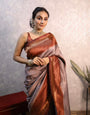 Twirling Grey Soft Silk Saree With Beleaguer Blouse Piece