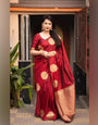 Redolent Red Soft Silk Saree With Sensational Blouse Piece