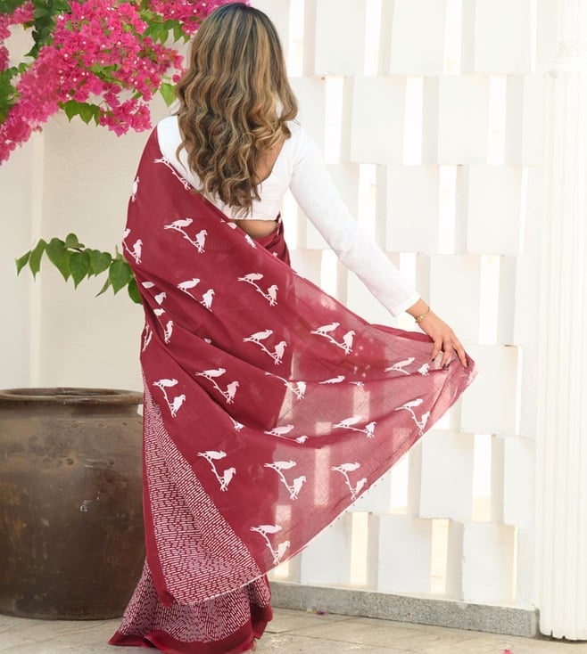 Excellent Maroon Cotton Silk Saree With Divine Blouse Piece