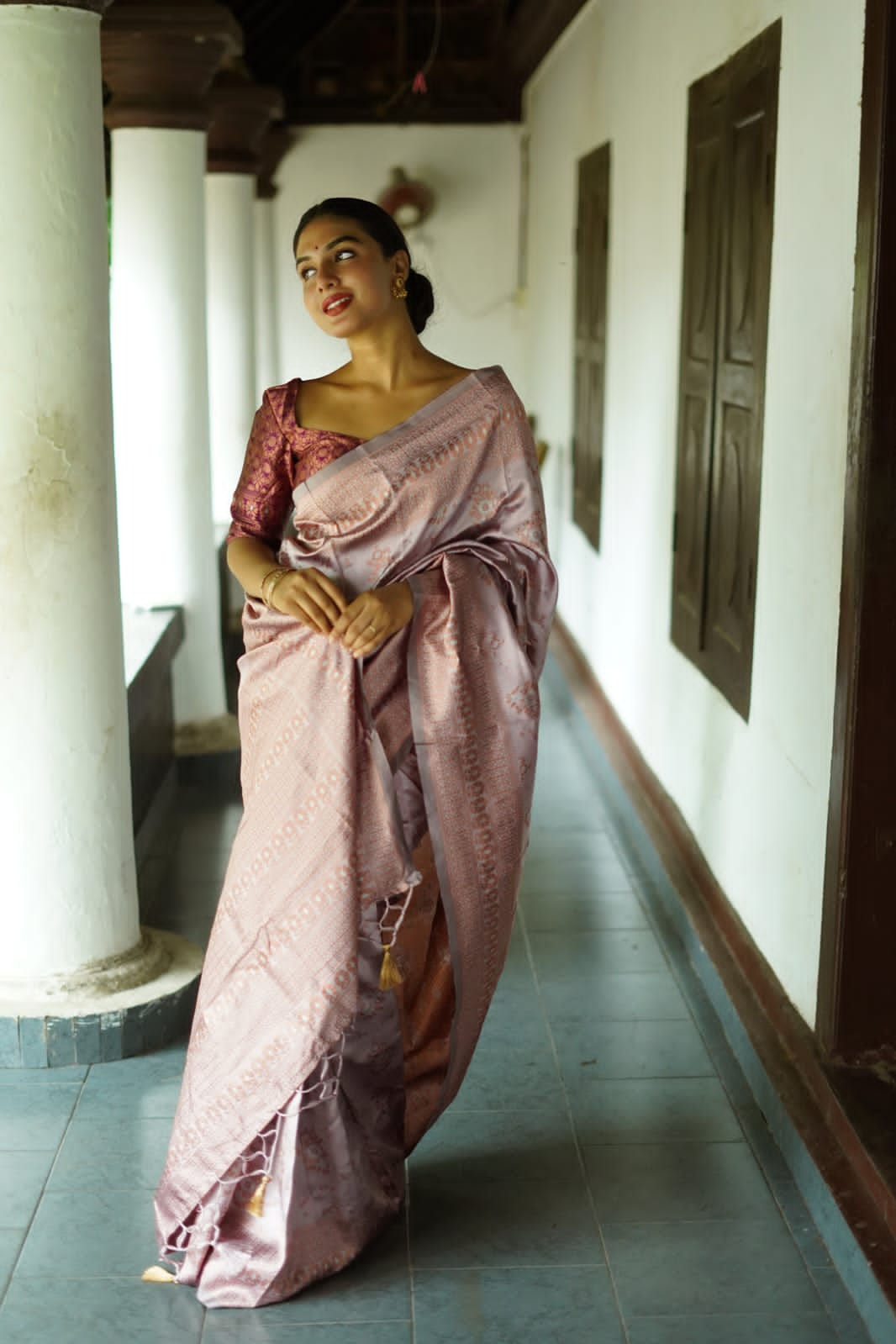 Stunning Cream Soft Silk Saree With Epiphany Blouse Piece