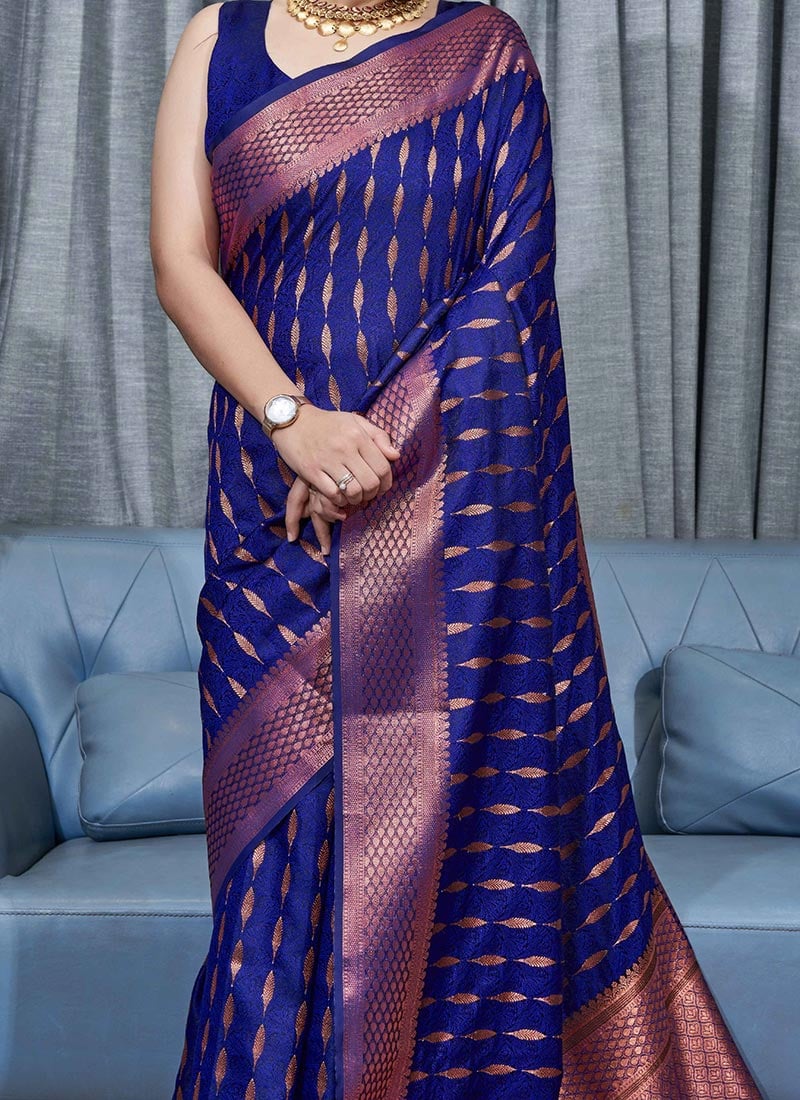 Majesty Blue Soft Banarasi Silk Saree With Lissome Blouse Piece