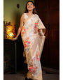 Classic Beige Soft Banarasi Silk Saree With Blissful Blouse Piece