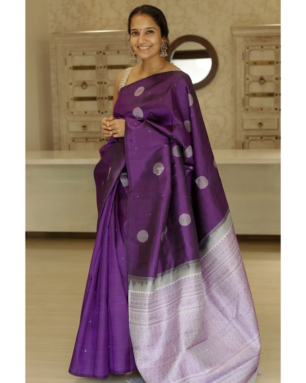 A glam Purple Soft Silk Saree With Beautiful Blouse Piece