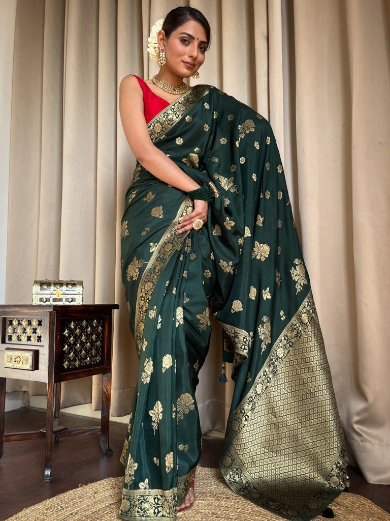 Seraglio Green Soft Silk Saree With Trendy Blouse Piece