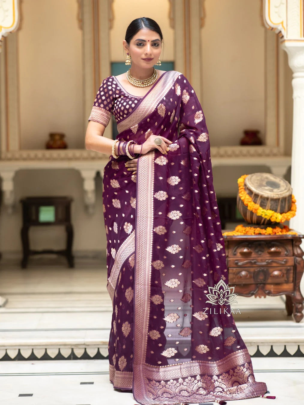 Smart Wine Soft Silk Saree With Most Vestigial Blouse Piece