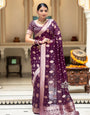 Smart Wine Soft Silk Saree With Most Vestigial Blouse Piece