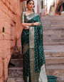 Lissome Green Soft Silk Saree With Majesty Blouse Piece