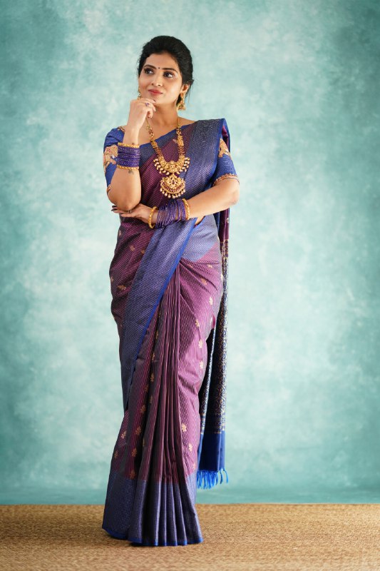 Vestigial Purple Soft Silk Saree With Evocative Blouse Piece