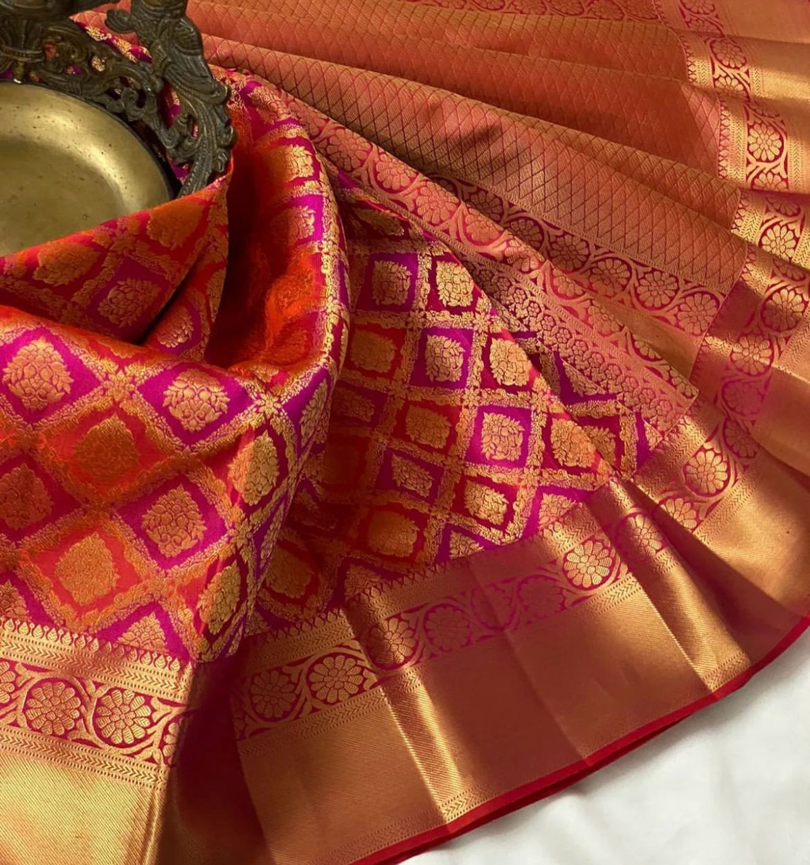 Excellent Red Soft Banarasi Silk Saree With Divine Blouse Piece