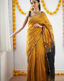 Dazzling Mustard Cotton Silk Saree With Captivating Blouse Piece