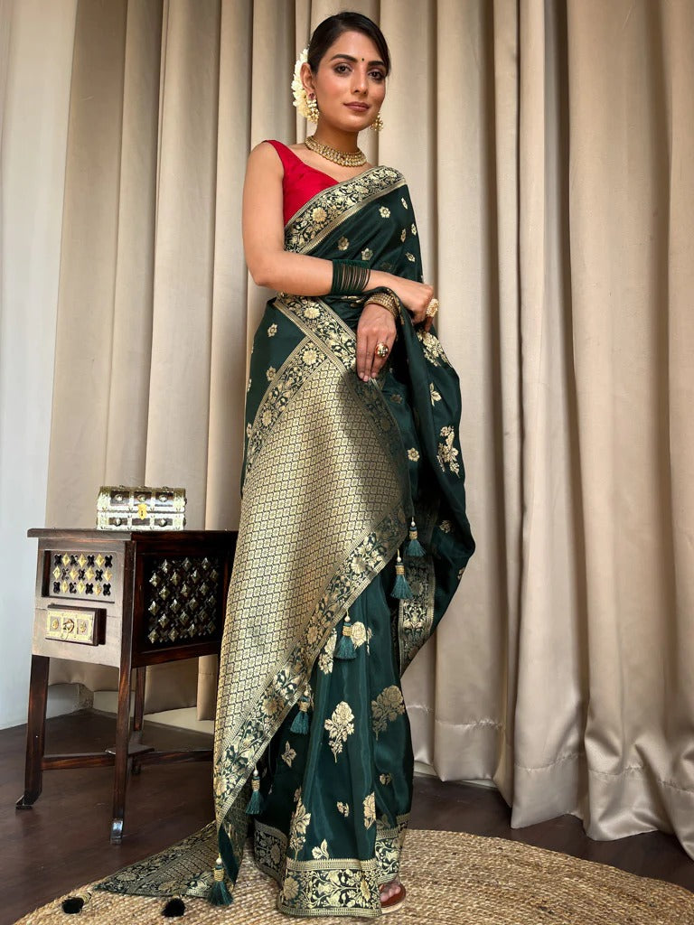 Seraglio Green Soft Silk Saree With Trendy Blouse Piece