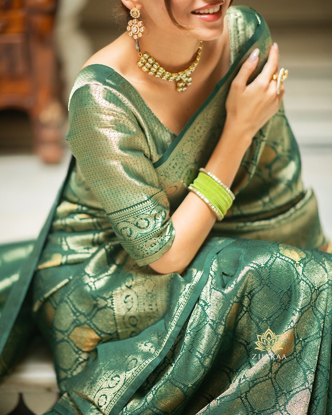 Staggering Green Soft Silk Saree With Desiring Blouse Piece