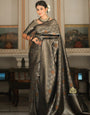 Angelic Black Soft Silk Saree With Exceptional Blouse Piece