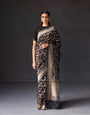 Adorning Black Soft Silk Saree With Classy Blouse Piece