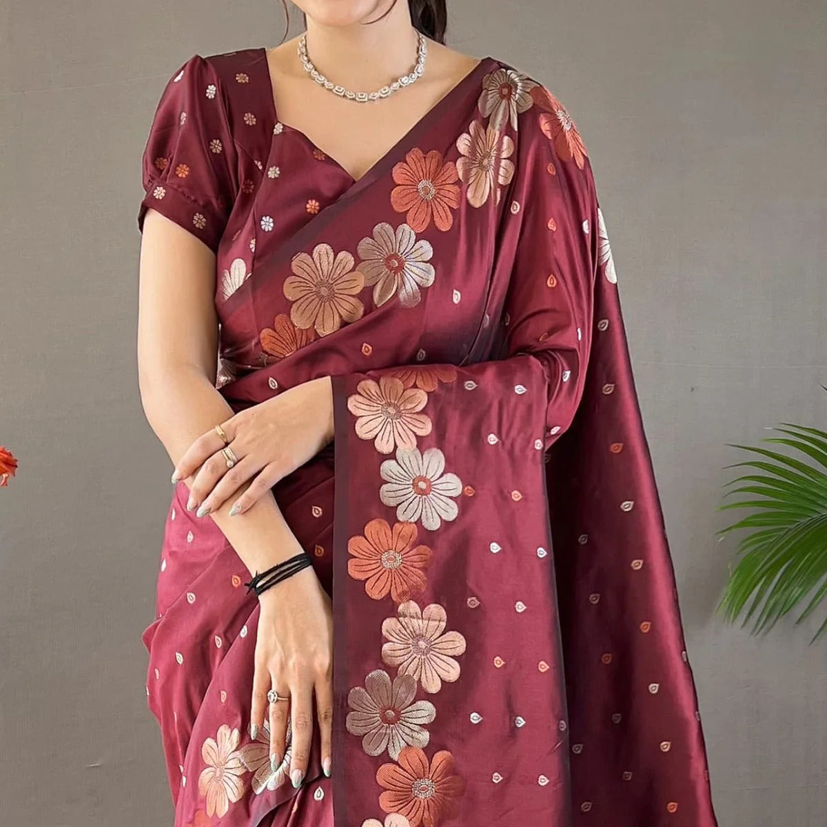 Glam Maroon Soft Silk Saree With Beautiful Blouse Piece