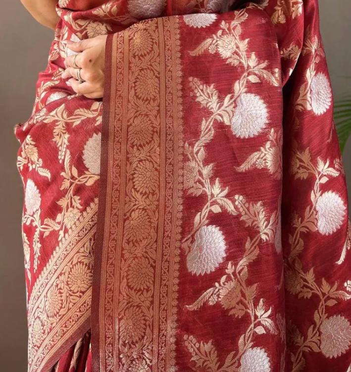 Gorgeous Red Soft Silk Saree With Quintessential Blouse Piece