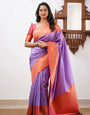 Beleaguer Lavender Soft Banarasi Silk Saree With Blouse Piece
