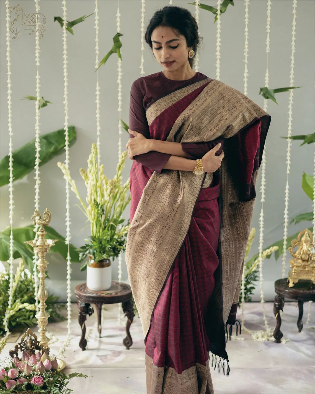 Lovely Wine Soft Silk Saree With Marvellous Blouse Piece