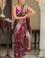 Breathtaking Maroon Soft Silk Saree With Comely Blouse Piece