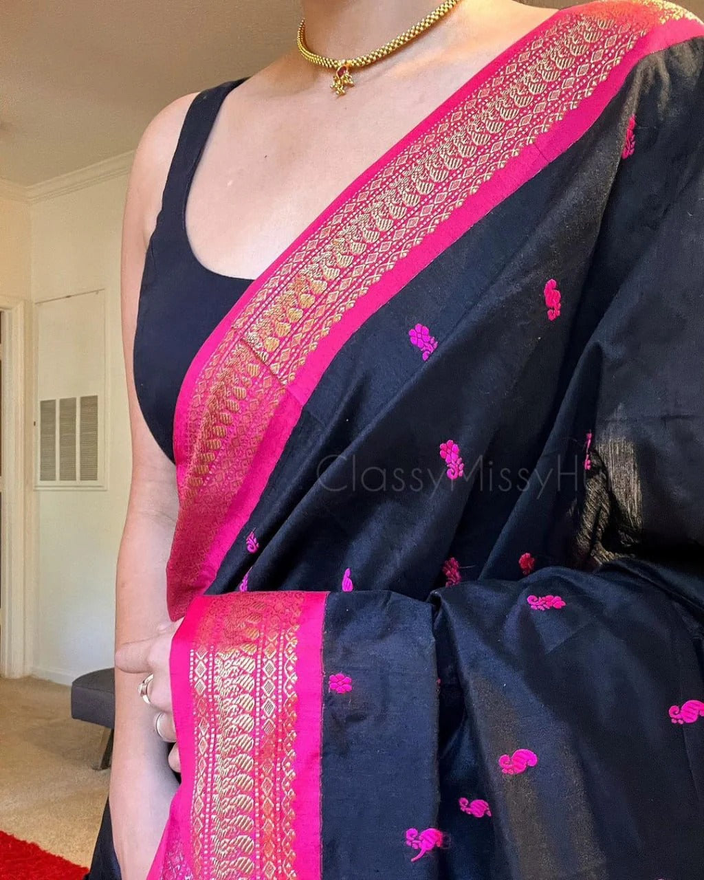 Magnific Black Soft Silk Saree With Panoply Blouse Piece