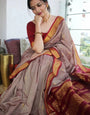 Magnific Grey Soft Silk Saree With Panoply Blouse Piece