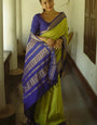 Traditional Mehandi Soft Silk Saree With Admirable Blouse Piece