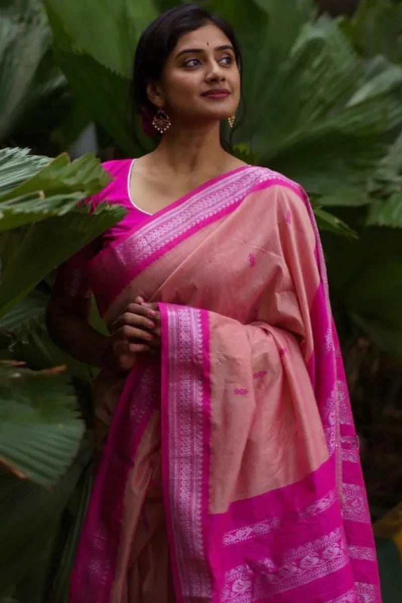 Beleaguer Pink Soft Silk Saree With Charming Blouse Piece