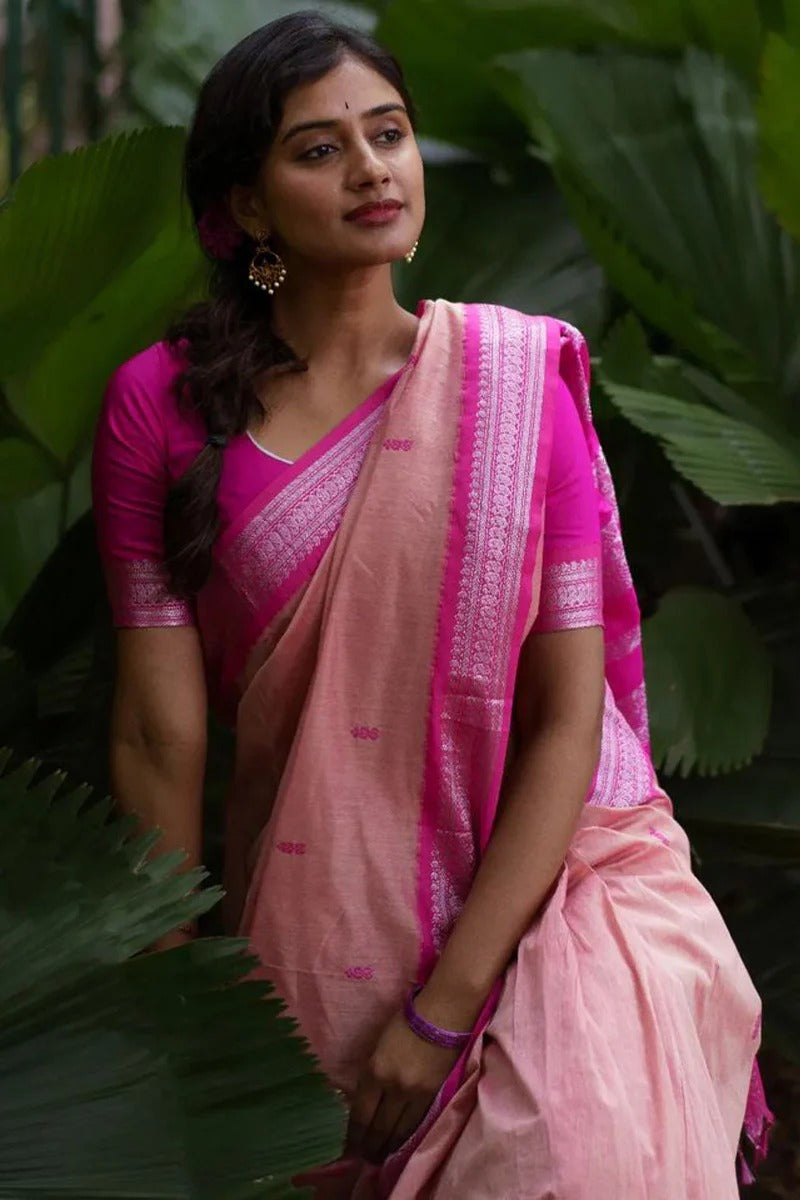 Beleaguer Pink Soft Silk Saree With Charming Blouse Piece