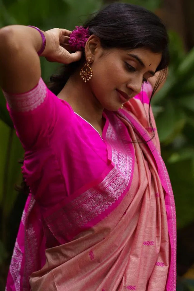 Beleaguer Pink Soft Silk Saree With Charming Blouse Piece