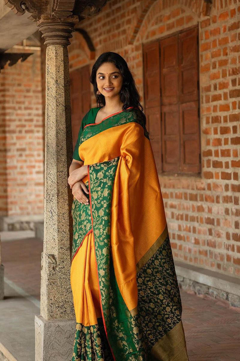 Ideal Yellow Soft Silk Saree With Lagniappe Blouse Piece