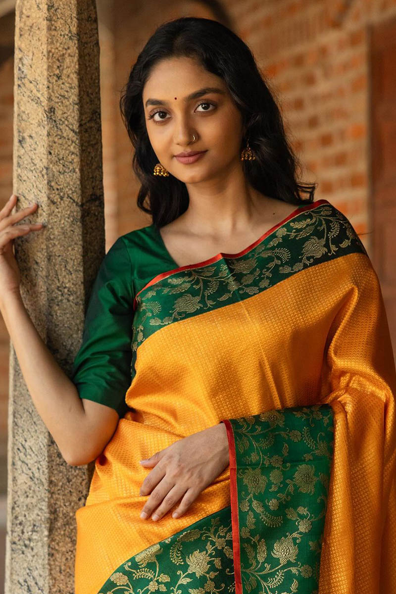 Ideal Yellow Soft Silk Saree With Lagniappe Blouse Piece