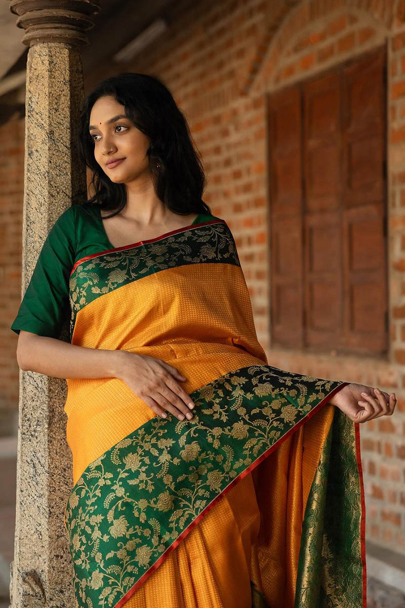 Ideal Yellow Soft Silk Saree With Lagniappe Blouse Piece