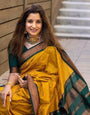 Magnetic Mustered Soft Silk Saree With Tempting Blouse Piece