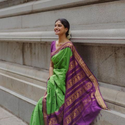 Glam Parrot Soft Silk Saree With Ebullience Blouse Piece