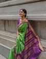 Glam Parrot Soft Silk Saree With Ebullience Blouse Piece