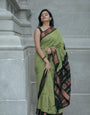 Fancifull Pista Soft Silk Saree With Lassitude Blouse Piece