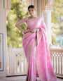Admirable Baby Pink Soft Silk Saree With Beleaguer Blouse Piece