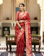 Ravishing Red Color Soft Banarasi Silk Saree With Sempiternal Blouse Piece