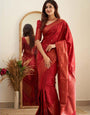 Imaginative Red Soft Silk Saree With Panoply Blouse Piece