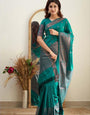 Beleaguer Sea Green Soft Silk Saree With Effervescent Blouse Piece