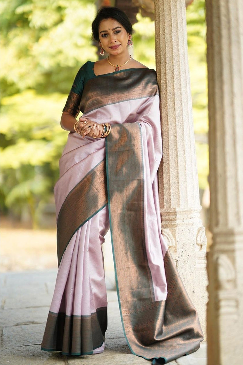 Lovely Baby Pink Color Soft Silk Saree With Blouse Piece