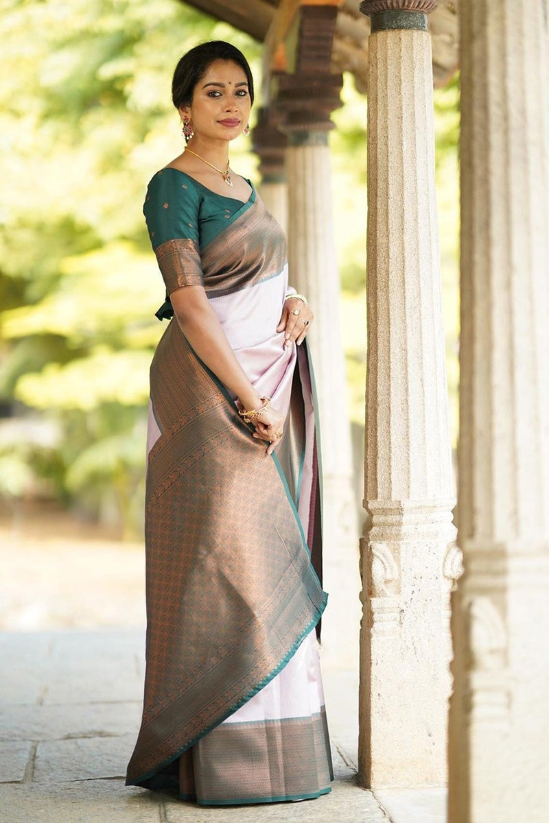 Lovely Baby Pink Color Soft Silk Saree With Blouse Piece